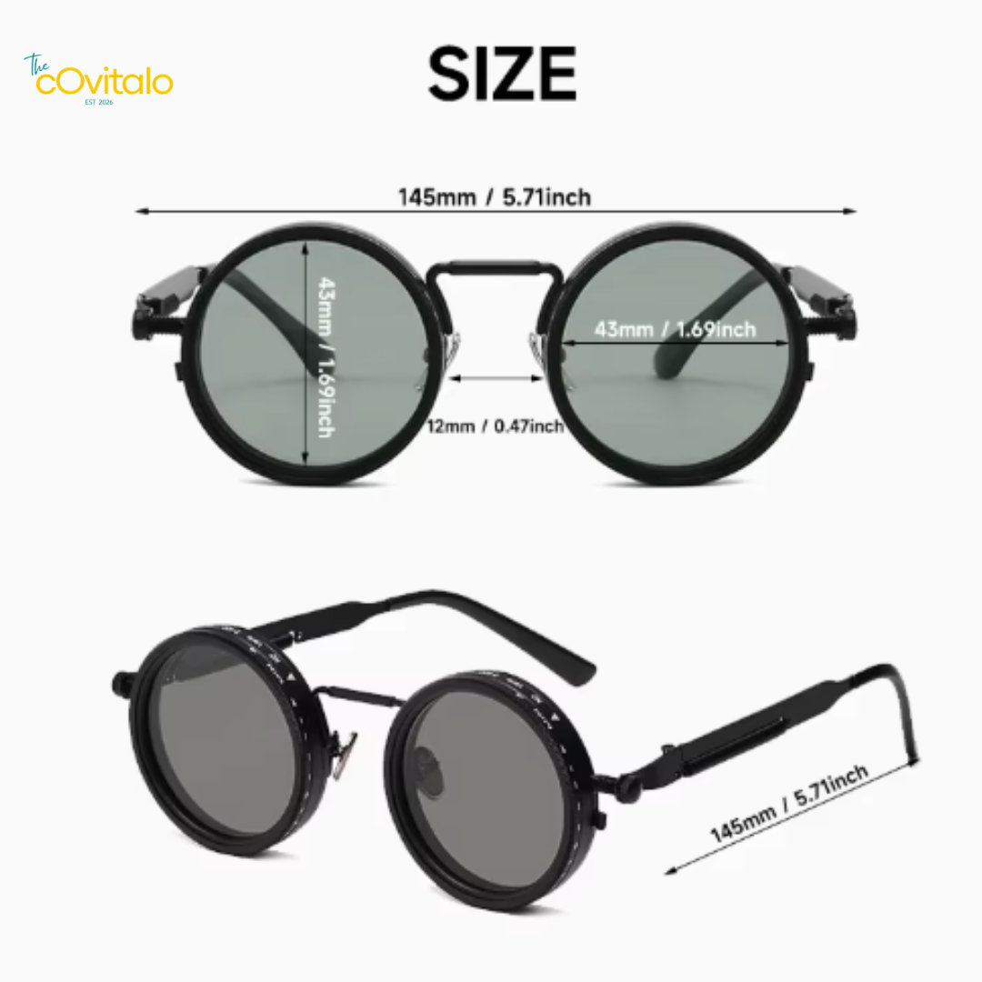 ND9 Adjustable Polarized Round Sunglasses – Retro Punk UV400 Dimming Shades for Men & Women