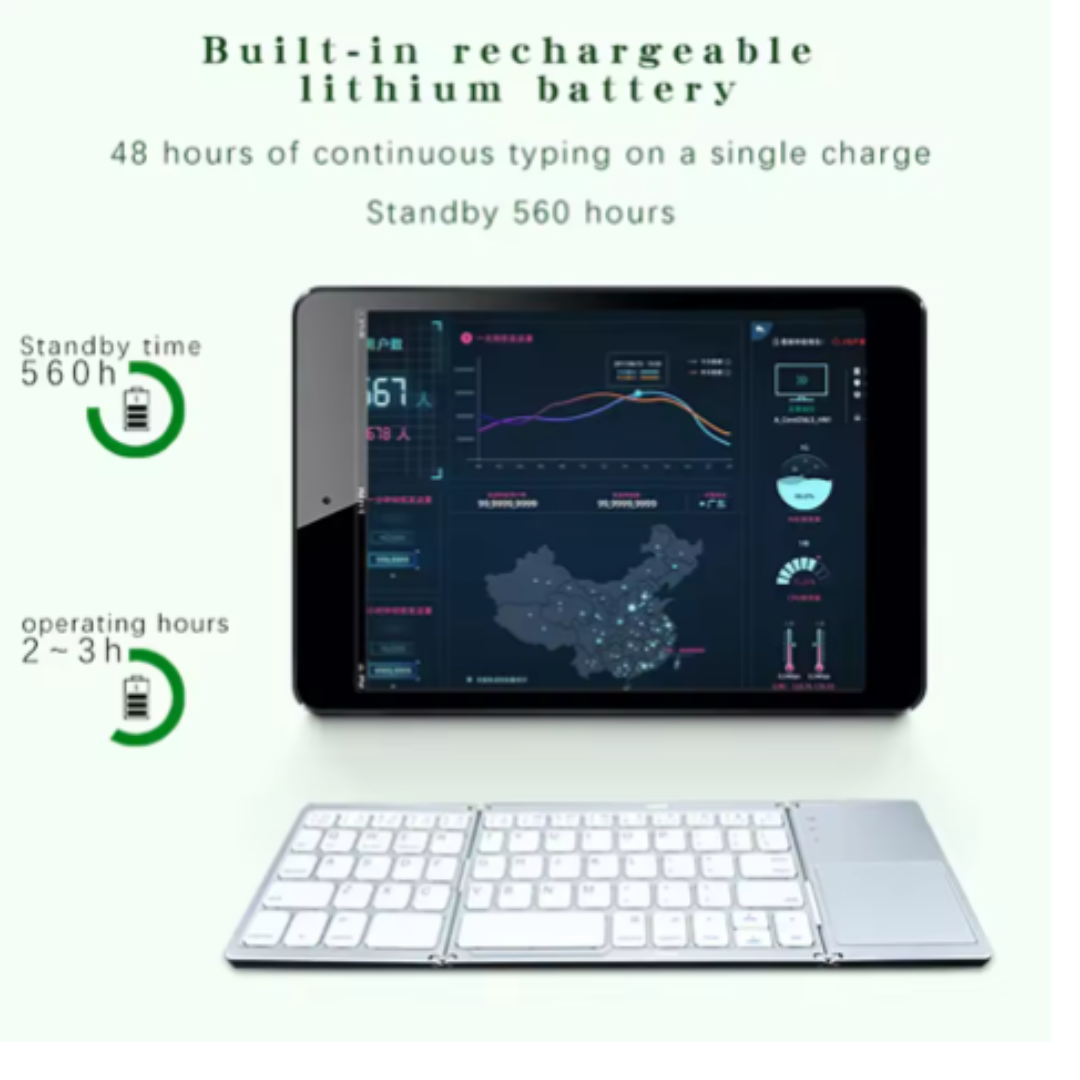 Covitalo Foldable Bluetooth Keyboard with Touchpad – Portable Wireless Keyboard for Android, iOS, Windows & Tablets