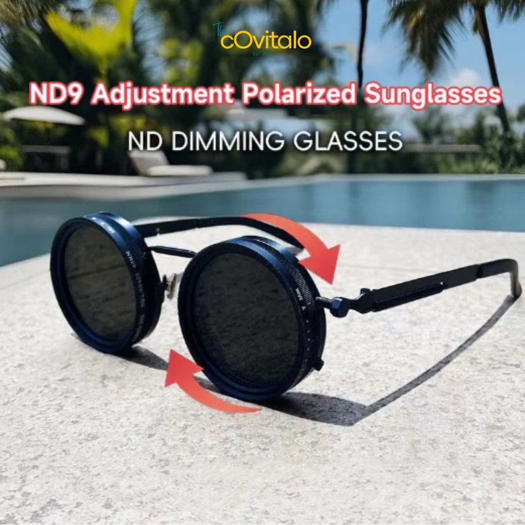 ND9 Adjustable Polarized Round Sunglasses – Retro Punk UV400 Dimming Shades for Men & Women